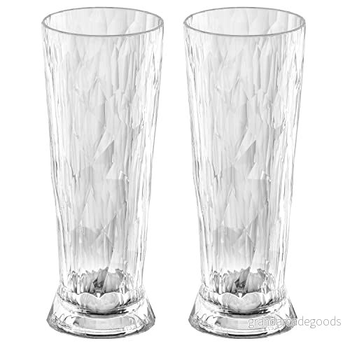koziol Superglas Club No. 11, 2 pack, 500 ml, ölglas i kristallklar plast, lyxigt, okrossbart, återanvändbart, för fest och camping 4002942543849