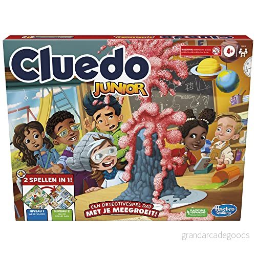 Hasbro Gaming Cluedo Junior, vändbart spelbräde, 2 spel i 1, undersökningsspel för småbarn, brädspel barn, juniorspel (nederländsk version) 5010996110824