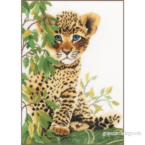 Lanarte siffertemönstrad förpackning Junger leopard räkningsmedel korsstygn, bomull, flerfärgad, 24 x 33 0,3 cm 5413480511860