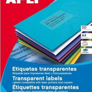 APLI 1224 Väderbeständiga genomskinliga etiketter 70,0 x 37,0 mm 20 ark 8410782012245