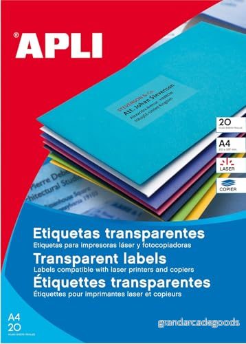 APLI 1224 Väderbeständiga genomskinliga etiketter 70,0 x 37,0 mm 20 ark 8410782012245