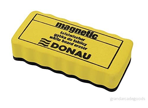 DONAU 7638001PL 99 Whiteboard svamp gul, magnetisk torkare bordssvamp/bordsskiva/tallriksblandare, 106 x 52 20 mm/rengör repfri och torkar effektiv/för flipchart, memoboard, magnettavla, 5901498049098