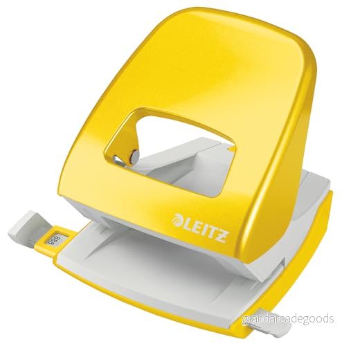 Leitz WOW Hålslag, 30 ark, styrskena med formatmarkeringar, metall, gul, 50081016 4002432121526