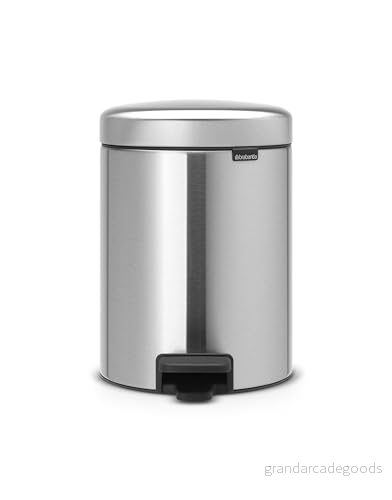 Brabantia NewIcon Treteimer sanft schließend, Kunststoff Inneneimer, Matt Steel, 5 Liter 8710755112645