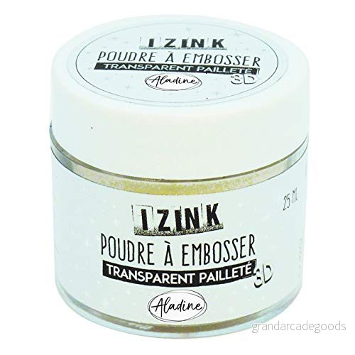 Aladine Izink transparent glitter präglingspulver prägling med paljetter 3D volymeffekt för scrapbooking och kreativ korttillverkning repa 25 ml burk 3660016101022