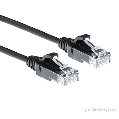 ACT CAT6 nätverkskabel, U/UTP LSZH LAN kabel tunn 3,8 mm smal linje, flexibel snagless Ethernet med RJ45 kontakt, för användning i datacenter, 2 meter, svart DC9902 8716065404746