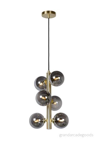 Lucide Hänglampa Tycho, 6 lampor, guld/rökgrå 5411212450876