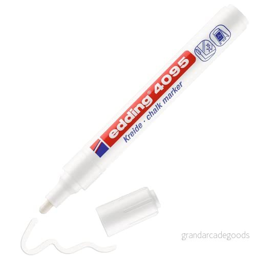 edding 4095 kolmarker vit 1 kolpenna rund spets 23 mm vattenlöslig penna med medium för krittalvor, fönster, glas, speglar flytande kolmärkpennor opak täckning 4004764894130