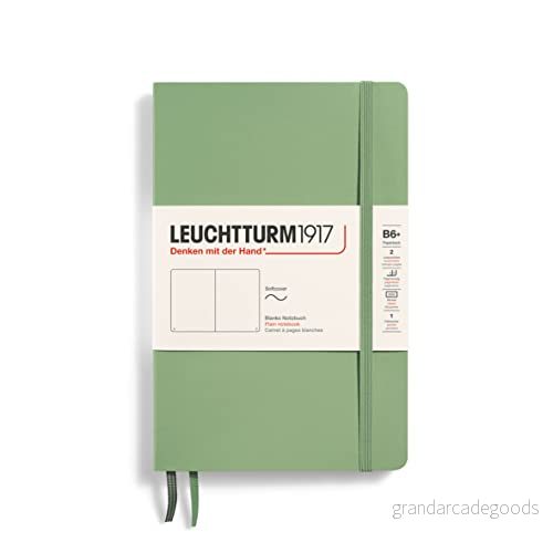 LEUCHTTURM1917 363935 anteckningsbok pocketbok (B6+), mjukt omslag, 123 numrerade sidor, salvia, enkel 4004117593376