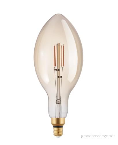 EGLO E27 LED lampa dimbar, extra stor bärnstensfärgad vintage glödlampa Big Size, retro i ljusform, 4,5 Watt (motsvarar 40 Watt), 470 Lumen, varmvit, 2200k, E140, Ø 14 cm 9008606228355
