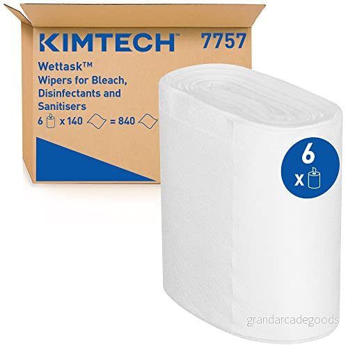 Kimtech Wettask DS våtservetter för lösningsmedel 7757 industriella torkare 6 rullar x 140 vita rengöringsdukar (totalt 840) 5027375052651