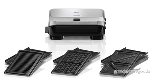 Braun SnackMaker 5 SM5038 Silver och våffeljärn Präglade plattor Smörgåsplattor Grillplattor Avtagbara delar som kan tvättas i diskmaskin 8021098002778
