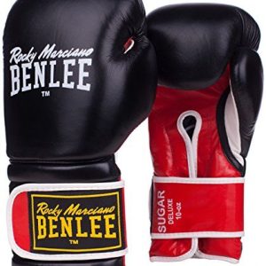 BENLEE Rocky Marciano Unisex vuxen boksehandsker boxning handske socker deluxe boxningshandskar, svart/röd, 12 EU 4250206370995