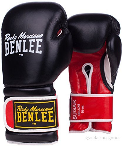 BENLEE Rocky Marciano Unisex vuxen boksehandsker boxning handske socker deluxe boxningshandskar, svart/röd, 12 EU 4250206370995