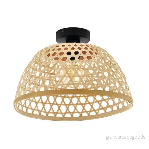 EGLO Claverdon taklampa, 1 glödlampa vintage, naturlig, boho, hugge, vardagsrum gjord av stål, trä i svart, naturliga färger, kök, halllampa tak med E27 uttag 9002759432515