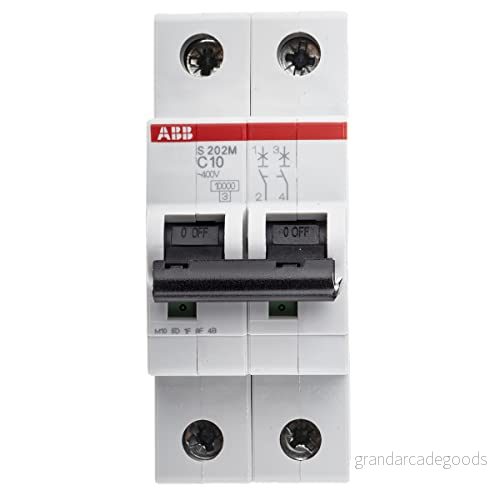 ABB S202M C10 Miniatyr Brytare, 2 pol, typ C, 10/15 kA Brytkapacitet, 10 Amp ström (2CDS272001R0104) 4016779550284