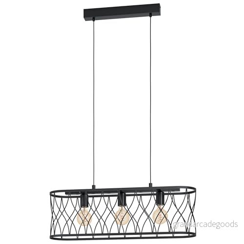 EGLO hängande lampa Giltspur, 3 glödlampor pendelbelysning, belysning av metall i svart, matbordslampa, vardagsrumslampa hängande, E27 uttag 9002759435547