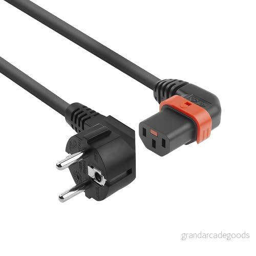 ACT C13 IEC Lock+ strömkabel, kall enhetskabel 1 meter, uttag (vänster vinklad) till CEE 7/7 kontakt, för PDU, servrar, nätverksenheter AK5258 8716065397932
