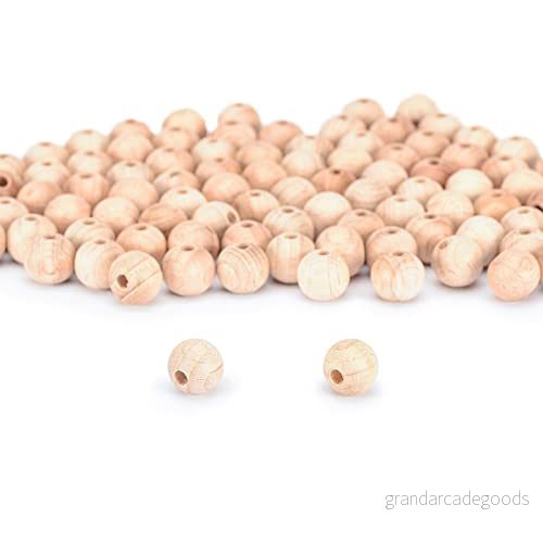 Vaessen Creative 11006 003 obehandlade träpärlor, ø 12 mm, 100 stycken, runda pärlor för pyssel av gör det själv handgjorda dekorationer, smycken, hantverk, trä, del 8716052232239
