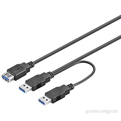 goobay 95749 dubbel USB Y kabel 5 Gbit/s splitterkabel 3.0 kontakt till uttag kort mjuk för extern hårddisk 0,3 m 4040849957499