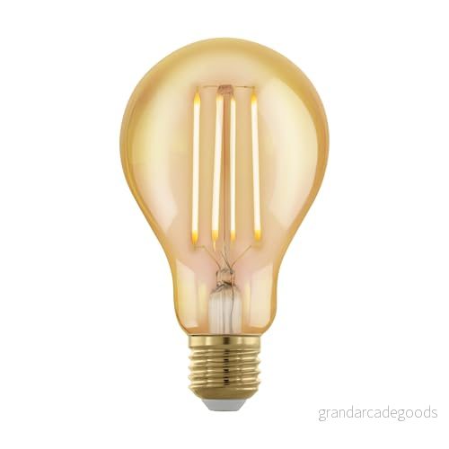 EGLO LED E27 dimbar, gyllene vintage glödlampa, LED-lampa för retrobelysning, 4 watt (motsvarande 30 watt), 320 lumen, varmvit, 1700 Kelvin, LED-lampa, Edison glödlampa A75, Ø 7,5 cm 9002759116958