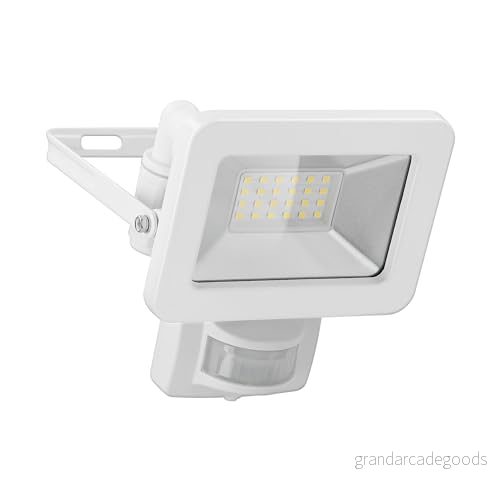 goobay 53880 LED strålkastare rörelsedetektor utomhus 20 W/PIR sensor utomhusstrålkastare IP44/neutralt vitt ljus 1700 lm/LED väggmontering/trädgårdsstrålkastare/vit 4040849538803