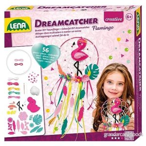 Lena 42700 Hantverksset Dreamcatcher Flamingo, 56 delar komplett set för drömfångare hantverk med ring, färgade band och snören, plastnål, pärlor tygblommor, barn från 6 år, rosa 4006942834105 Lena 42700 Hantverksset Dreamcatcher Flamingo, 56 delar komplett set för drömfångare hantverk med ring, färgade band och snören, plastnål, pärlor tygblommor, barn från 6 år, rosa 4006942834105