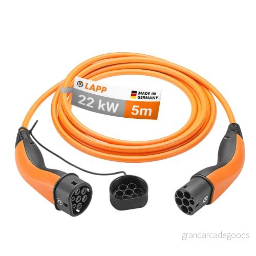 Lapp Mobility Typ 2 laddningskabel 22 KW/slät/32 A/3 fas/elbil laddkabel/läge 3/5 m 4064727469713
