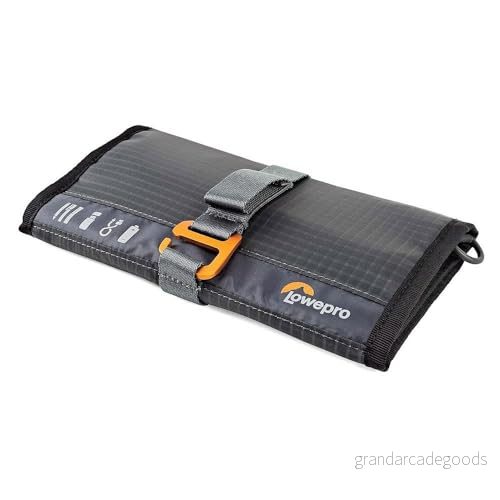 Lowepro GearUp Wrap, Travel Essentials fodral, resefodral för sladdar, kablar, USB laddare och batterier, SD smartphone tillbehörsfodral, tillverkad av återvunnet tyg, grå 8024221726169