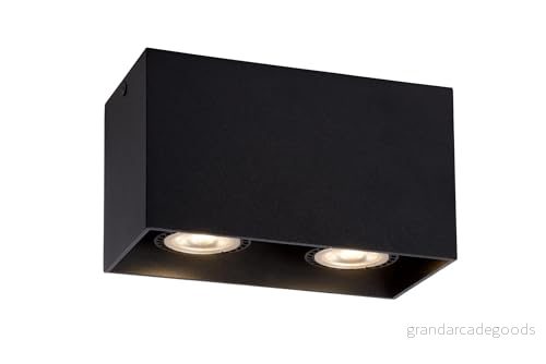 Lucide Bodi takspotlight, kantig, svart, GU10, 2 lampor, aluminium 5411212091628