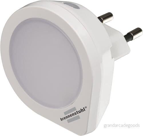 Brennenstuhl LED nattlampa med skymningssensor NL 01 QD/LED orienteringsljus (mjukt och diskret ljus, extremt låg strömförbrukning), vit, 1173190010 4007123676637