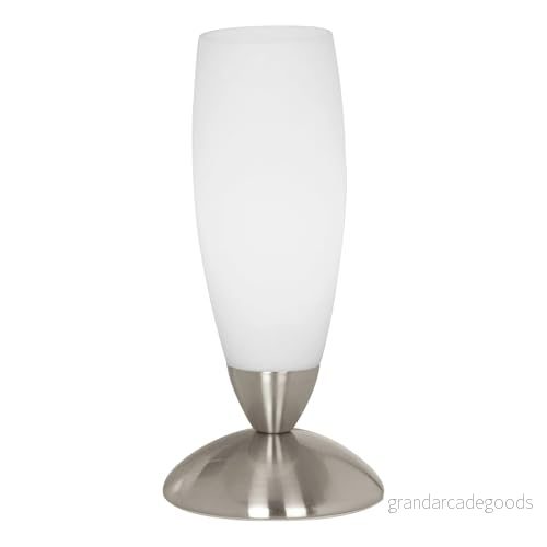Eglo Bord slim, bord, sänglampa i metall och glas, vardagsrum nickelmatta, vit, lampa med strömbrytare, E14 sockel 9002759823054 Eglo Bord slim, bord, sänglampa i metall och glas, vardagsrum nickelmatta, vit, lampa med strömbrytare, E14 sockel 9002759823054