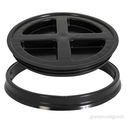 Gamma2 Gamma tätningslock lock för husdjursförvaring passar 3,5, 5, 6 och 7 gallon hinkar, svart 769397140231