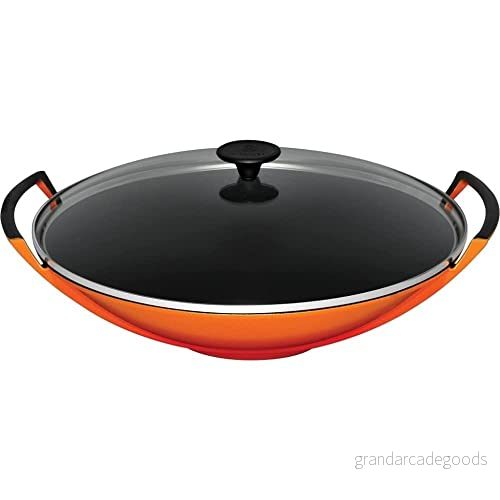 Le Creuset Gjutjärn wok med glaslock, 36 cm, 4,5 L, vulkanisk 24147118510