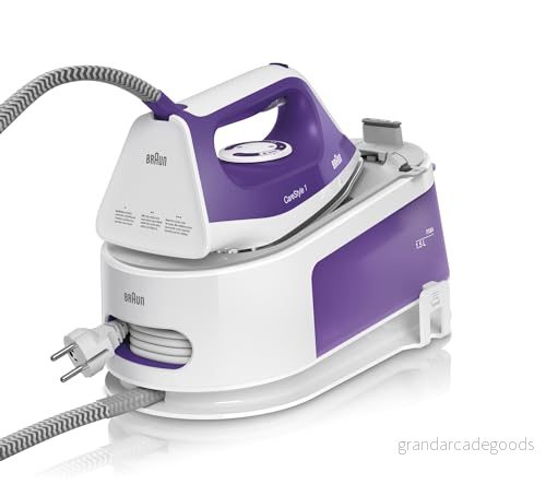 Braun CareStyle 1 IS 1014 VI ångstrykstation, SuperCeramic stryksula, 3 termostatinställningar, vertikal ångfunktion, Easy CalcClean, ångpuff 360 g/min, 1,5 l vattentank, 2200 W, vit lila 8021098280510