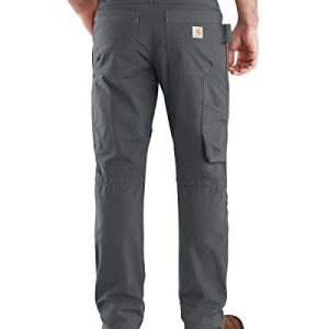 Carhartt Arbetsbyxor med flera fickor för män i stål flexibel avslappnad passform dubbla framsidor, Skugga, 40W X 30L 889192919037