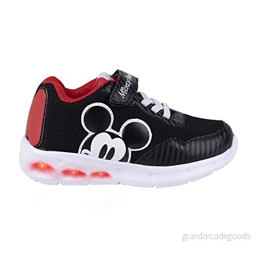 CERDÁ LIFE'S LITTLE MOMENTS Pojke Musse Pigg sneakers med lampor, kardborreknäppning och förstärkt spets för att underlätta självständighet komfort, svart, 27 EU 8445484180299