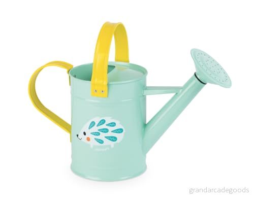 Janod Happy Garden Metal Watering Can For children Outdoor Gardening Game from the Age of 3, J03191, Blue and Yellow 3700217331917