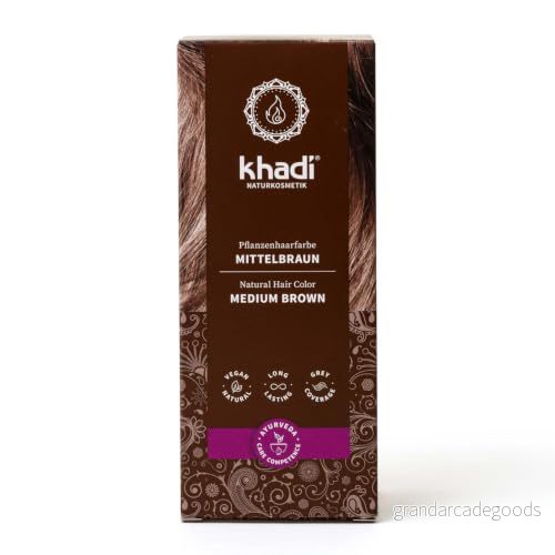 khadi medelbrun växthårfärg, hårfärg för levande, varm kanelbrun upp till stark, djup medelbrun, naturhårfärg 100% vegetabilisk, naturlig och naturkosmetik, 100 g 4260378049711