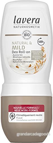 Lavera Deo Roll-On Natural & Mild - 0% aluminiumsalter vegan tillförlitligt deodorantskydd 48 timmar certifierad naturkosmetika ekologisk havre och naturliga mineraler diskret doft 50 ml 4021457638833