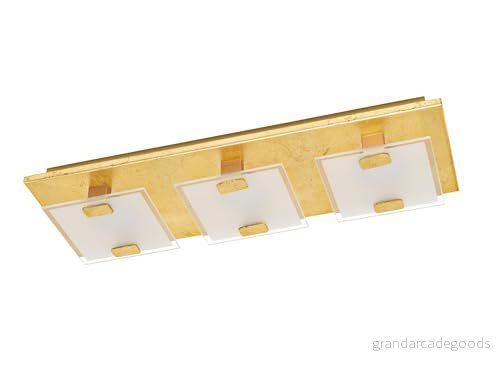 EGLO LED-taklampa Vicaro 1, taklampa med 3 lampor, modern, vardagsrum av metall i guld och satinerat glas vitt, LED-halllampa tak varmvit, L 40,5 cm 9002759977597