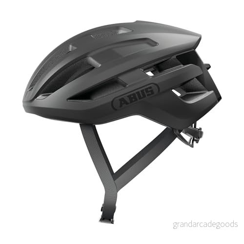 ABUS cykelhjälm PowerDome Lättviktshjälm med smart ventilationssystem och aerodynamisk profil Made in Italy För män kvinnor Svart, storlek L 4003318919220
