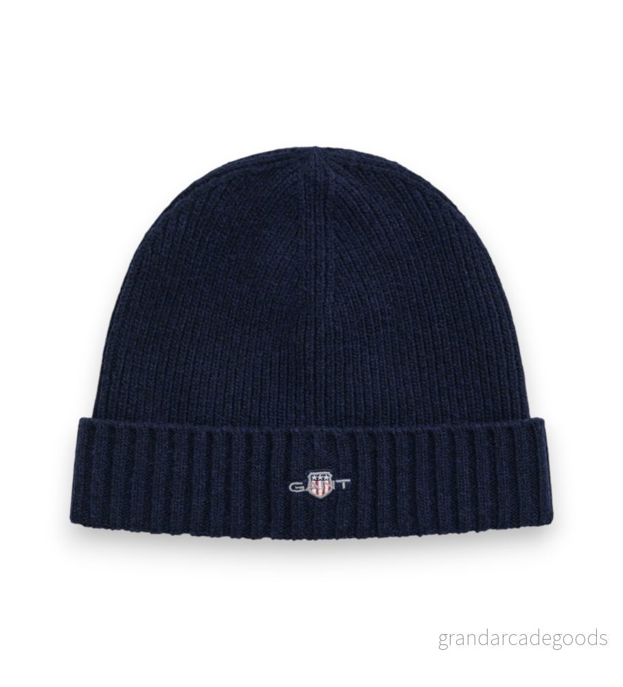 GANT Shield Beanie Unisex Mössa, Storlek: One Size, Marine 7325707240898