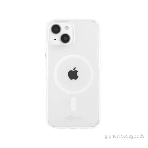 goobay 61347 iPhone fodral med MagSafe laddningsanordning/kompatibel Apple 14 Plus/kameraskydd och displayskydd/stötfast/transparent magnetisk ring 4040849613470