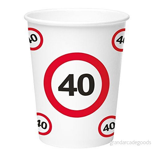 Folat 40 Years Traffic Sign Paper Cups 350ml 8 st 8714572627405