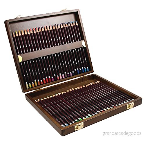 Derwent Coloursoft Färgpennor, Rita, Skissa och Skriv, Set med 48 Pennor i Presentask Trä, Perfekt För Att Bygga Upp Färg, Professionell Kvalitet, 2301660 5028252225045