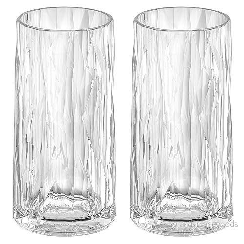 koziol Superglas Club No. 8, 2 pack, 300 ml, longdrinkglas i kristallklar plast, lyxigt, okrossbart, återanvändbart, för fest och camping 4002942543825