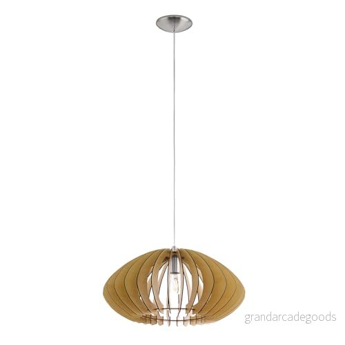 Eglo Pendellampa, Cossano 2, 1 lampa, vintage, hängande lampa av stål och trä i nickelmatt, lönn, matbord, vardagsrum, med E27 fattning, Ø 50 cm 9002759952570