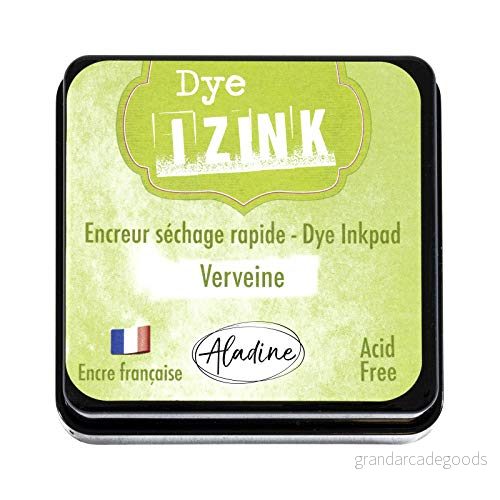 Aladine Izink Dye Verbena snabbtorkande stämpel och schablonbläck scrapbooking kreativt kort franskt bläck storlek M 5 x cm färg ljusgrön 19264 3660016192648