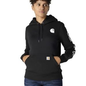 Carhartt Clarksburg grafisk ärm pullover sweatshirt tröja, Svart, L 889192880665
